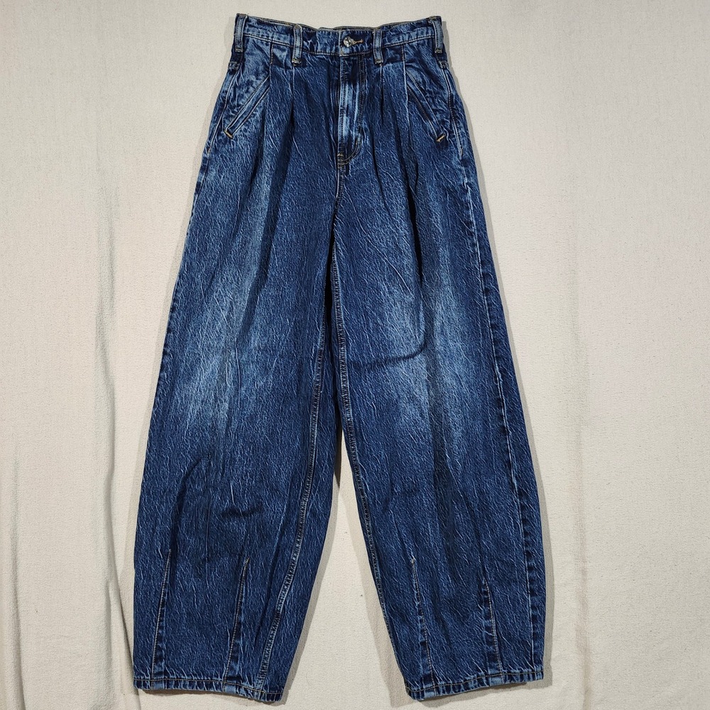 Free People Wide Leg Dark Blue Washed Jeans